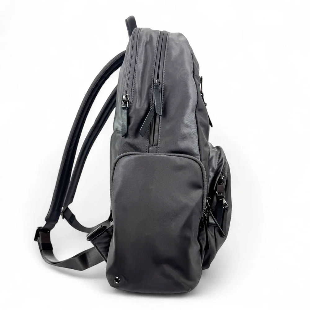 Tumi Voyageur Carson Backpack. Iron (Gray) with Black Leather Trim - Picture 4 of 14